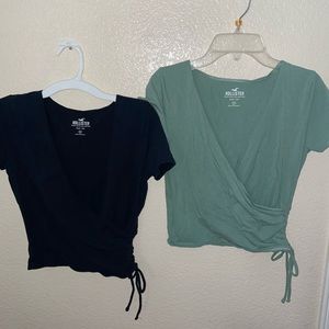 Womens wrap crop v-neck tshirt